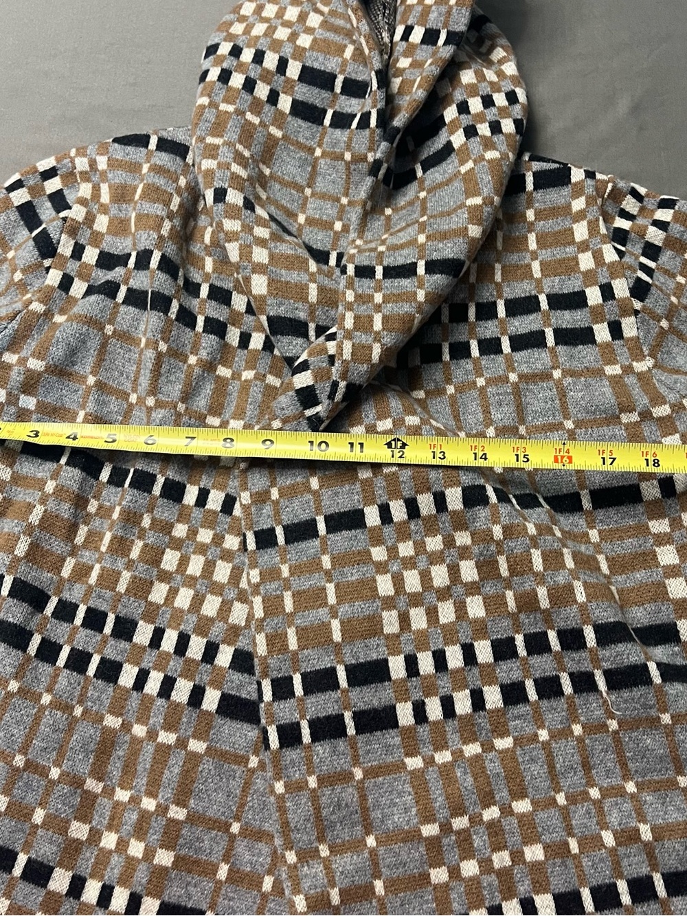 Anthropologie Field & Flower Wool Plaid Hooded Open Sweater Cardigan Medium - Picture 9 of 9